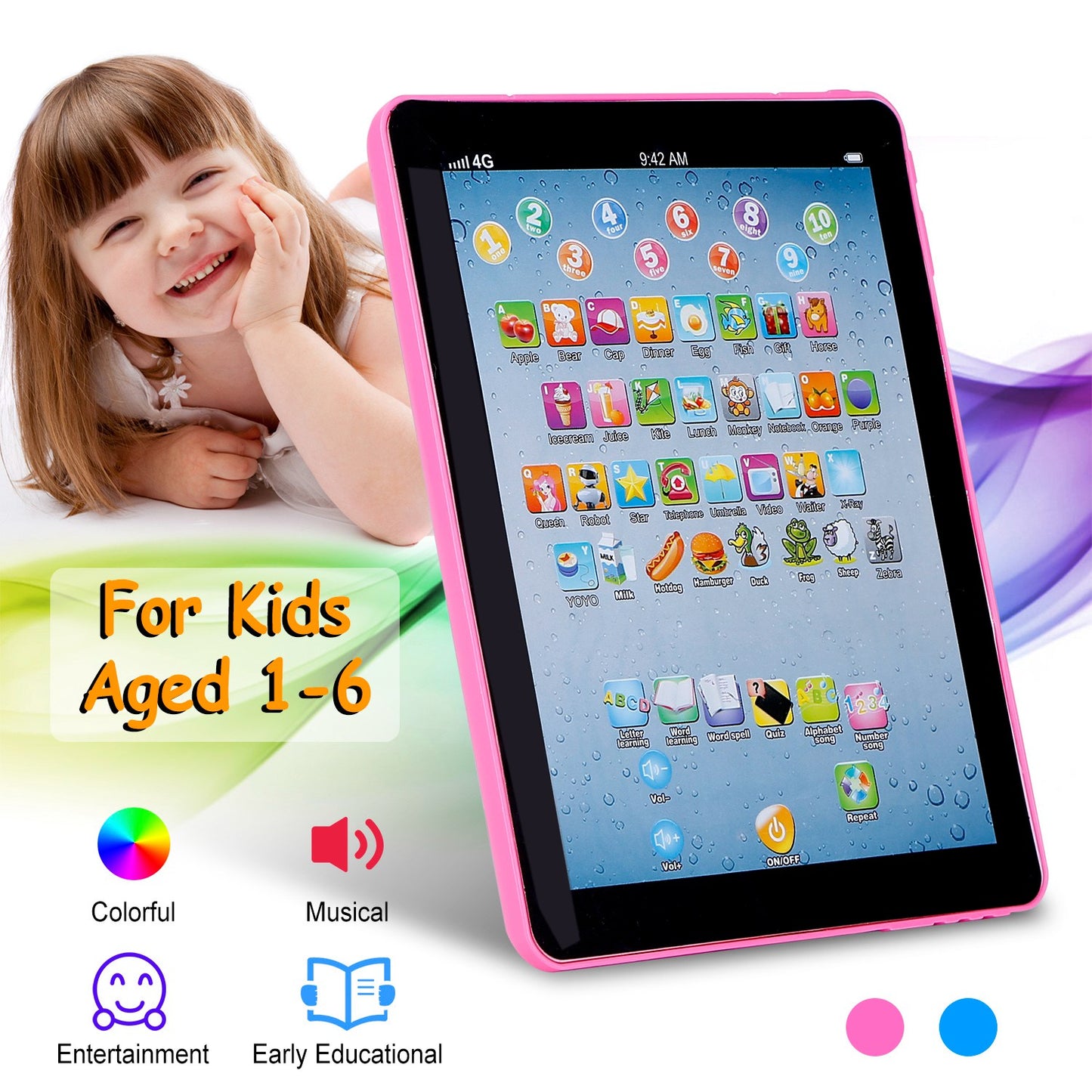 Baby Learning Tablet – Touch & Learn Educational Mini Pad for Toddlers | ABC, Numbers, Words & Music Toy