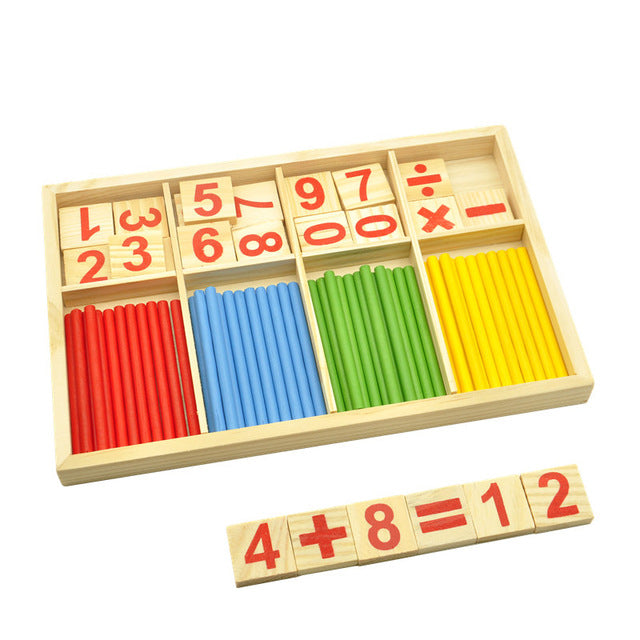 Montessori Wooden Math Learning Toy with Number Blocks & Counting Sticks