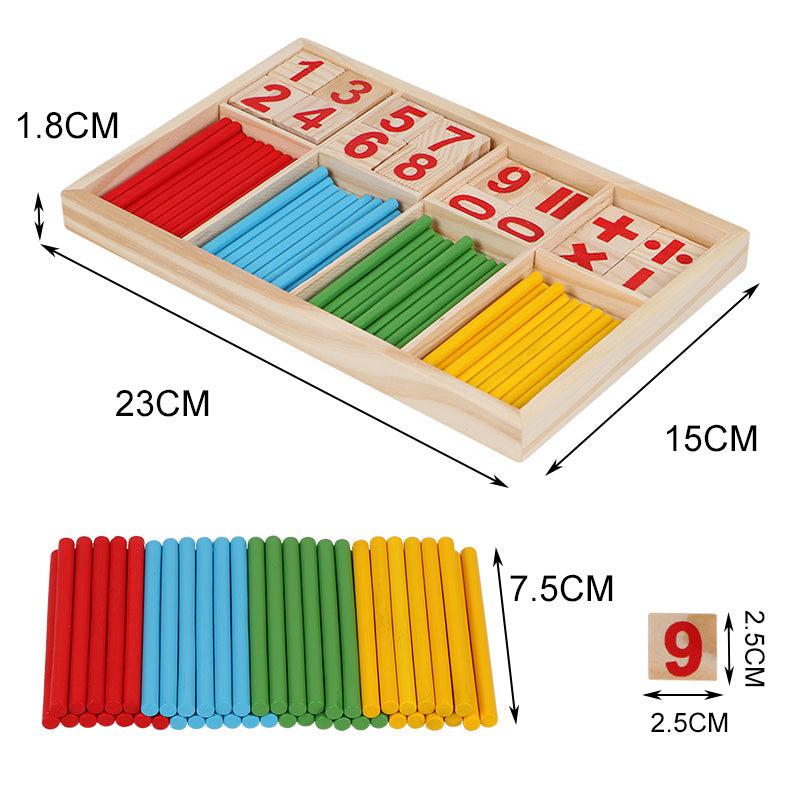Montessori Wooden Math Learning Toy with Number Blocks & Counting Sticks