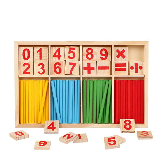 Montessori Wooden Math Learning Toy with Number Blocks & Counting Sticks
