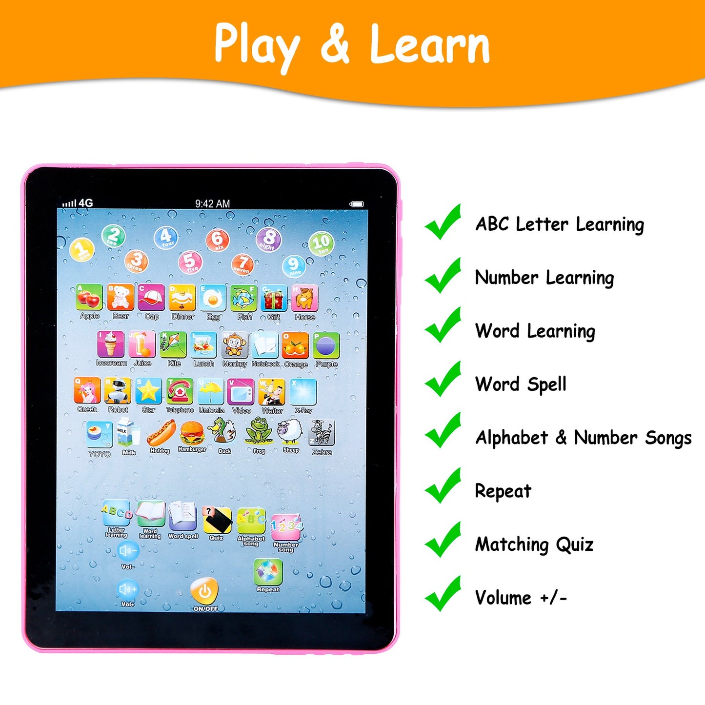 Baby Learning Tablet – Touch & Learn Educational Mini Pad for Toddlers | ABC, Numbers, Words & Music Toy