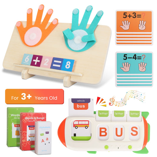 Talking Flash Cards And Finger Counting Math Board Interactive Learning Toys For Kids Aged Over 3  Number Alphabet Words Song Learning