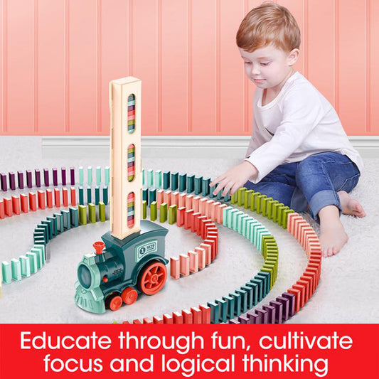 Automatic Domino Train Toy with Self-Laying Tracks – Electric Educational Block Train for Kids