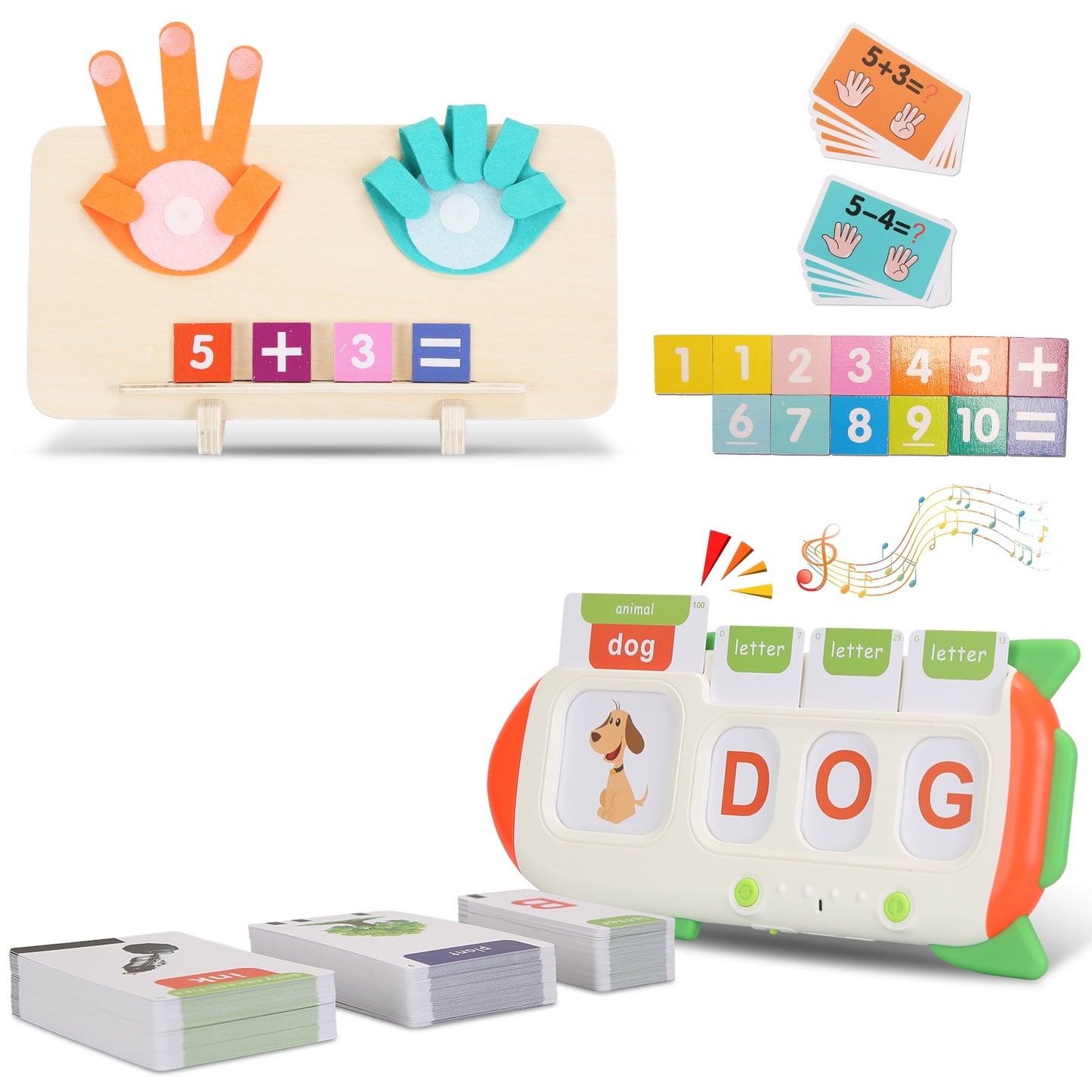 Talking Flash Cards And Finger Counting Math Board Interactive Learning Toys For Kids Aged Over 3  Number Alphabet Words Song Learning